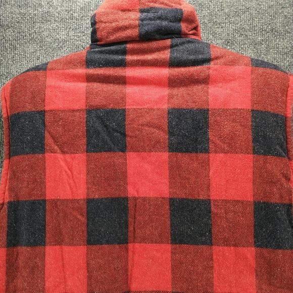 Branded Lion Men's Full Zip Vest Red Large Sleeveless Plaid Front Pocket Vintage - Picture 8 of 13